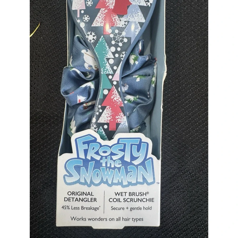 Original Detangler Wet Holiday Hair Brush Frosty the Snowman &‎ Scrunchy Set NIB